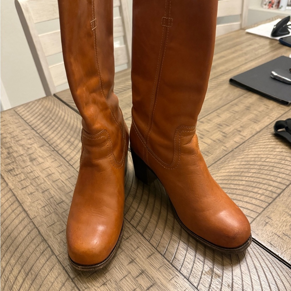 Frye Camel Leather Boots Saddle Campus